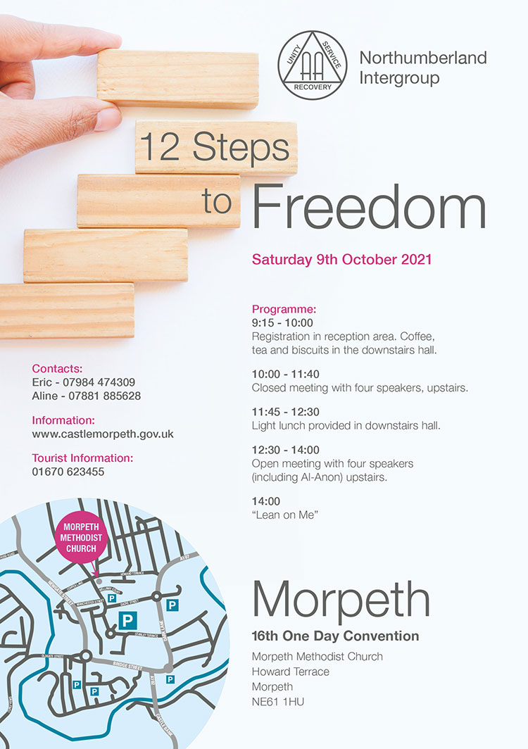 12 steps to freedom convention flyer oct 9th Morpeth