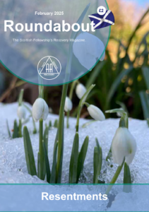Roundabout February 2025 cover image. Snowdrops in the snow