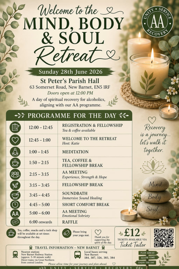 Flyer for. Mind,, Body & Soul retreat